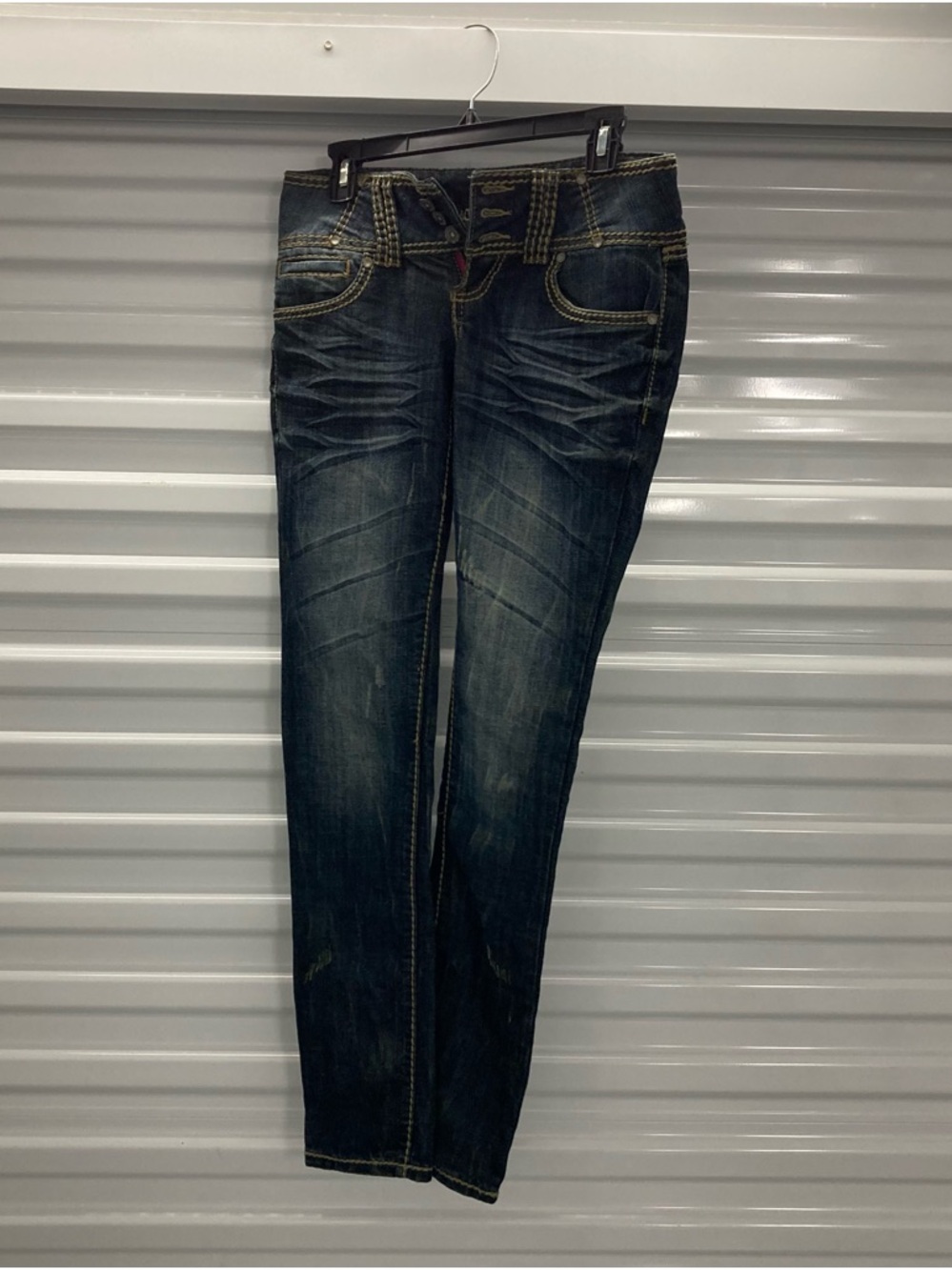 Almost Famous Dark Blue Skinny Jeans with Contrast Stitching